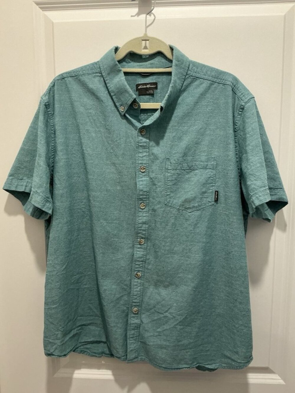Eddie Bauer Button Down XXL Men’s Woven Shirt Greenish Pockets